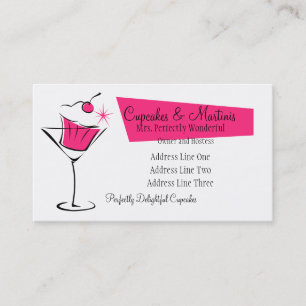 Muffinsar och Martinis i Shock rosa Visitkort