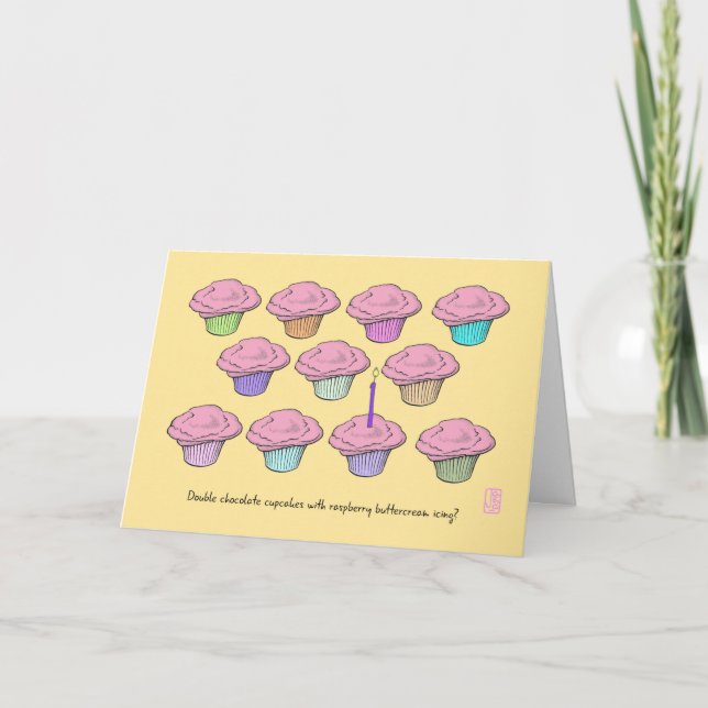 Muffinsar Raspberry Icing Candle Birthday Kort (Framsida)