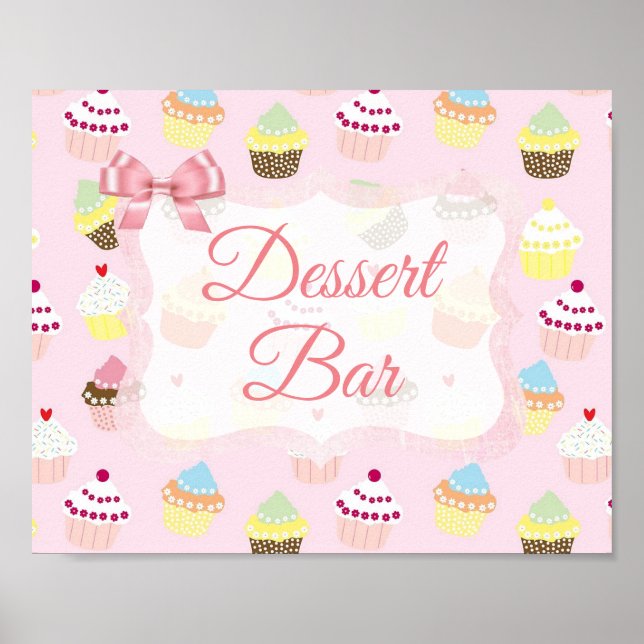 Muffinsarna Dessert Pub Sign Rosa Cute Poster (Framsidan)