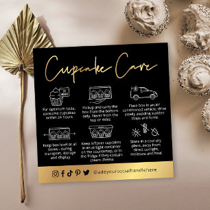 Muffinss Care Instructions Black & Guld Logotyp Fyrkantigt Visitkort
