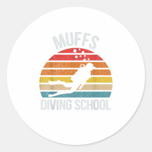 Muffs Diving School Shirt Dyka Runt Klistermärke