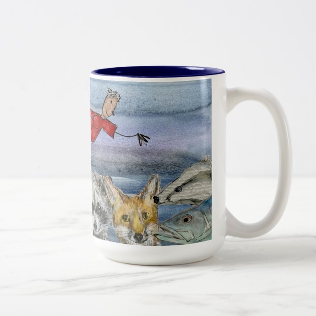 Mug (#1): Joanna Flying Over Animals Två-Tonad Mugg (Höger)