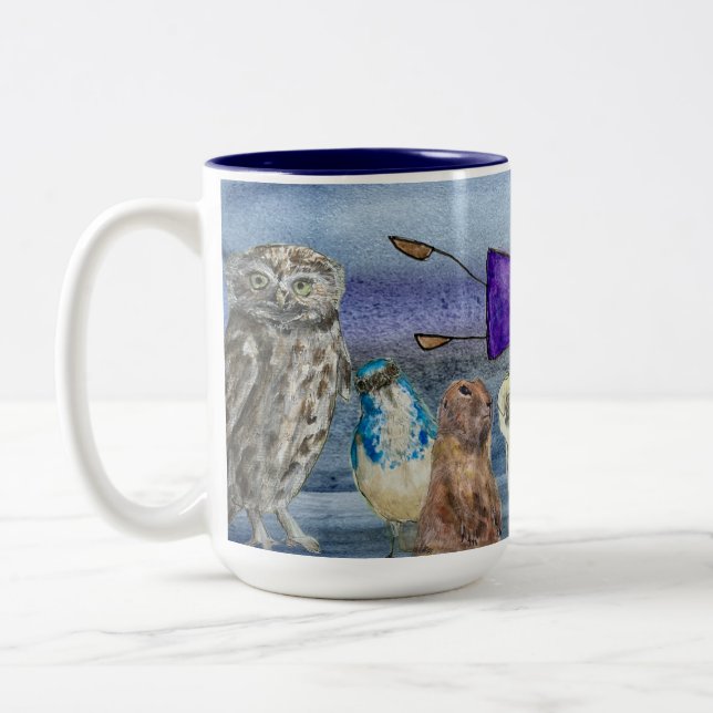Mug#2 Joanna flygande över djur Två-Tonad Mugg (Vänster)