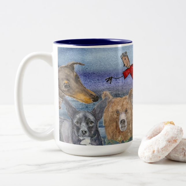 Mug #3 Joanna Flying Over Animals  Två-Tonad Mugg (Med munk)