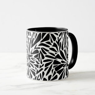 Mug abstrakt modern sömlös monokrom blomster stil mugg