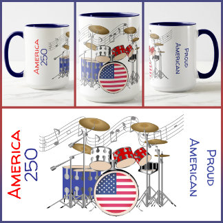 MUG - America 250 - Röd/Vit/Blå - Trumset #2 Mugg