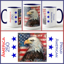 MUG - America 250 - Stolt amerikan -Röd/Vit/Blå