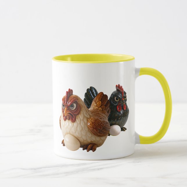 Mug avec deux poules pas trop sympas.  mugg (Höger)