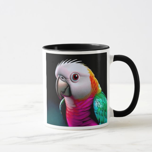 Mug avec perroquet aux belles couleurs satinées. mugg (Höger)