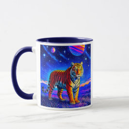 Mug avec tigre puissant sous un ciel étoilé. mugg