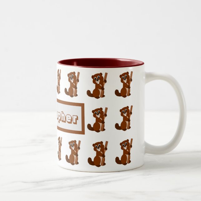Mug Beaver Design Två-Tonad Mugg (Höger)
