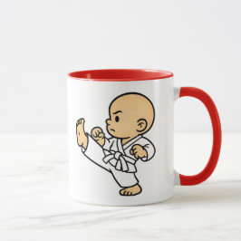 Mug bébé karatéka en action. mugg