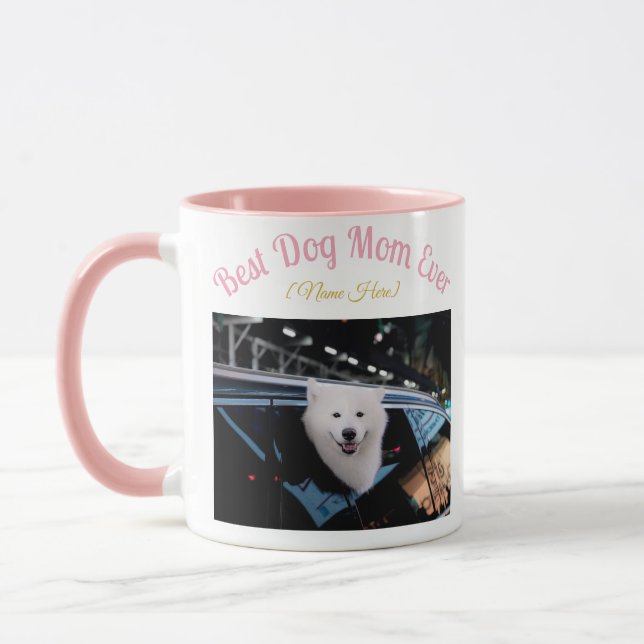 Mug - Best Dog Mom Ever Mug - Custom Photo & Name  Mugg (Vänster)