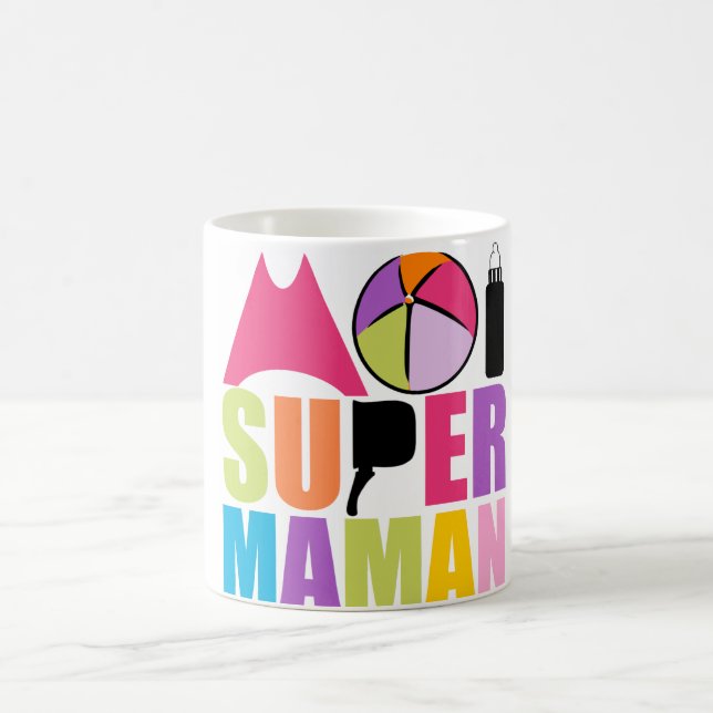 Mug blanc 325 ml Moi Super Maman - Logo Rose Kaffemugg (Center)