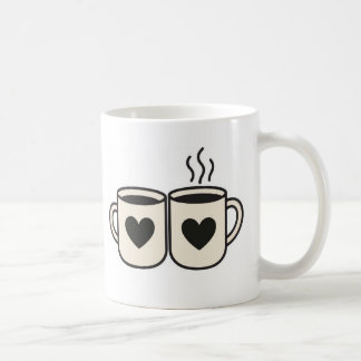 Mug Blanc Duo de Tasses Cœurs Noirs Illustration M Kaffemugg
