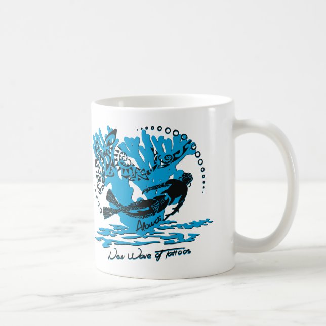 Mug blanc plongeur requin kaffemugg (Höger)