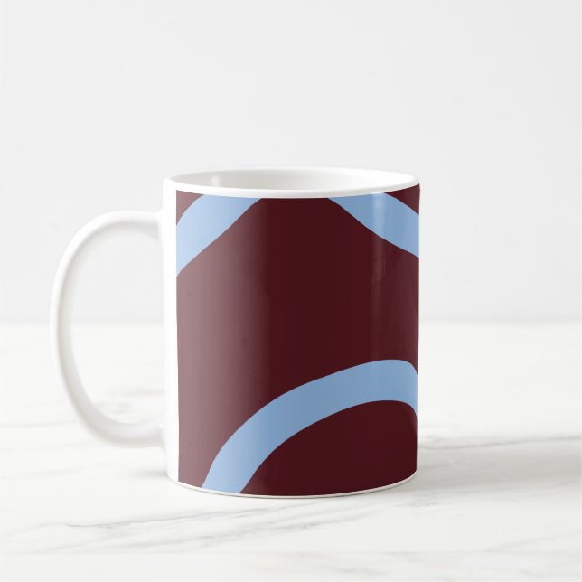 Mug – Blue Lines on Burgundy Kaffemugg (Vänster)