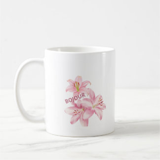 Mug Bonjour Floral Rose – Tasse Élégante Fleurs de Kaffemugg