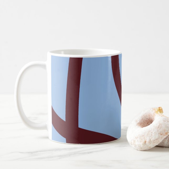 Mug – Burgundy Lines on Blue Kaffemugg (Med munk)