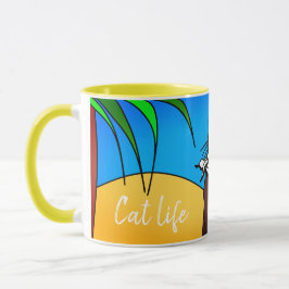 Mug chat en vacances "Cat life" Mugg