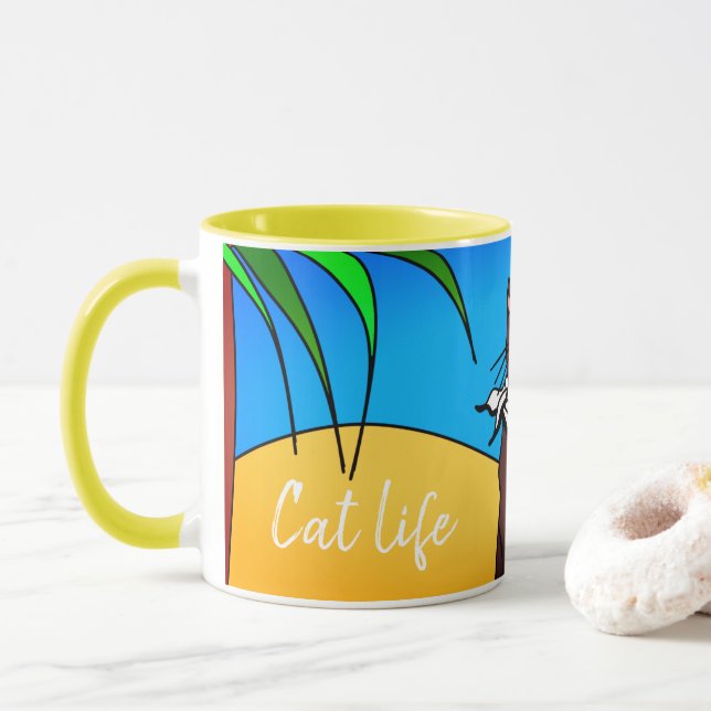 Mug chat en vacances "Cat life" Mugg (Med munk)