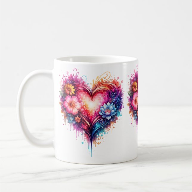 Mug cœur artistique coloré kaffemugg (Vänster)