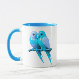 Mug couple d’oiseaux bleu clair. mugg