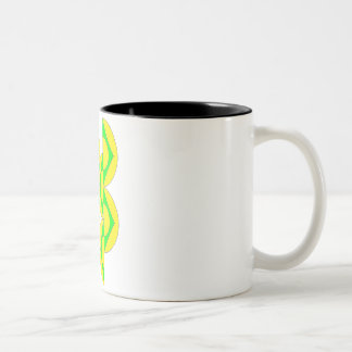 Mug demi-cercles triangles vert jaune Två-Tonad mugg