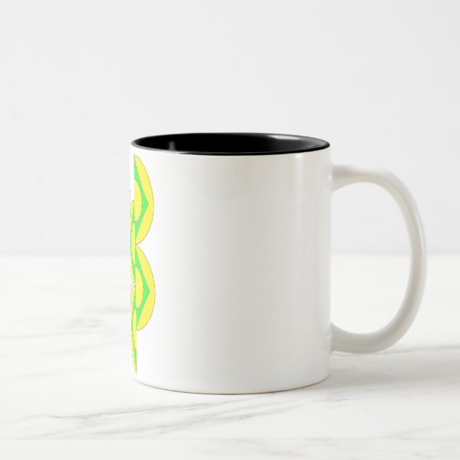 Mug demi-cercles triangles vert jaune Två-Tonad mugg (Höger)