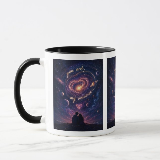 Mug Du Är Mitt Universum Universum Illustration Mugg (Vänster)