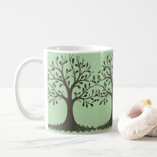 🌳 Mug en Céramique Arbre de Vie Vert Pâle Kaffemugg (Med munk)