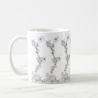 Mug en Céramique – Motif Floral Noir et Blanc Kaffemugg