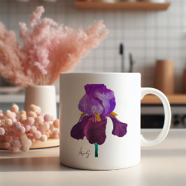 Mug fleur iris violet aquarelle kaffemugg