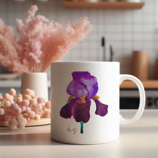 Mug fleur iris violet aquarelle kaffemugg (Mug fleur iris violette aquarelle)