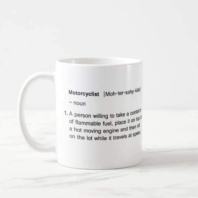 Mug. för Motorcyclist"ordbok" definition Kaffemugg (Vänster)