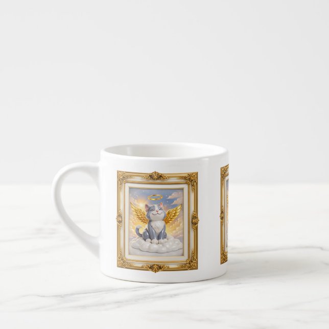 Mug Framed Angel Cat Illustration Espressomugg (Vänster)
