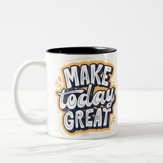 Mug inspirant "MAKE today GREAT" Två-Tonad Mugg (Vänster)