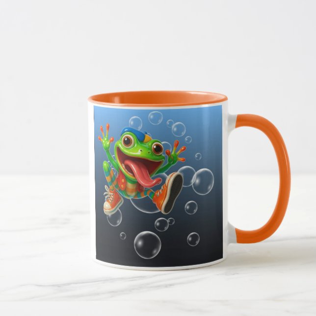 Mug joyeux et fun, grenouille sous l'eau. mugg (Höger)