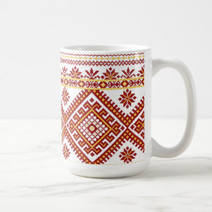 Mug Klassisk Ukrainsk Korsstygn Rödfärgad Kaffemugg