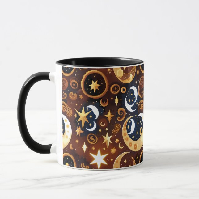 Mug – Luxury Golden Ochre Celestial Moon Mugg (Vänster)