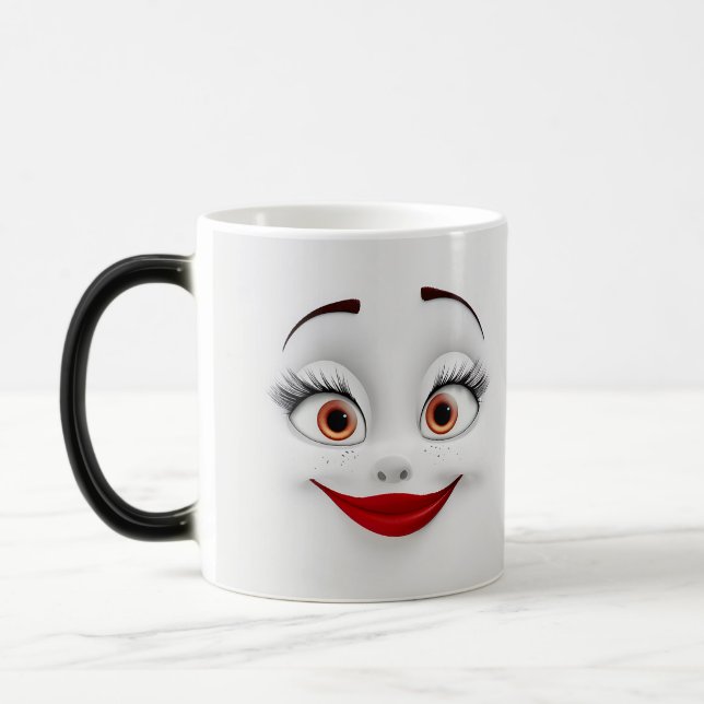 Mug Magic Sarcastic Women Face with Red Lips Magisk Mugg (Vänster)