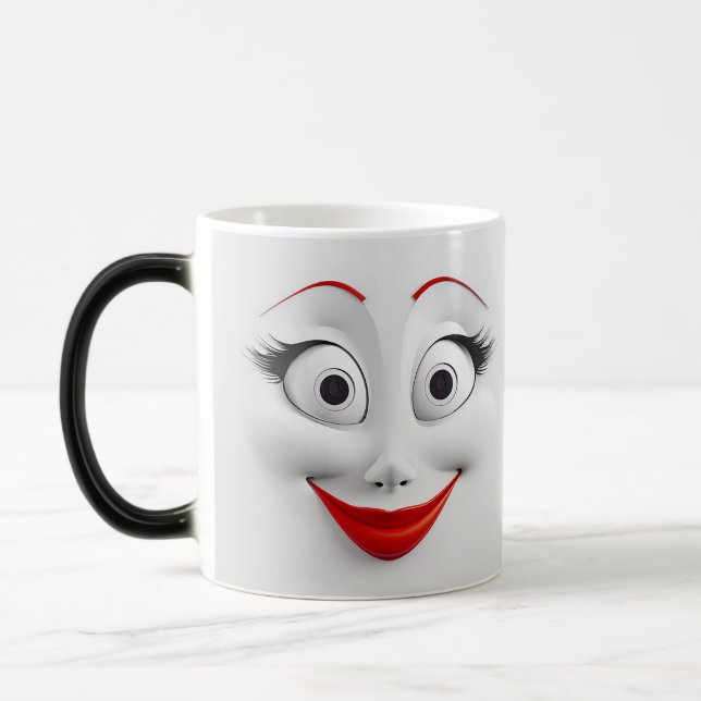 Mug Magic Sarcastic Women Face with Red Lips Magisk Mugg (Vänster)