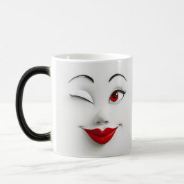 Mug Magic Sarcastic Women Face with Red Lips Magisk Mugg