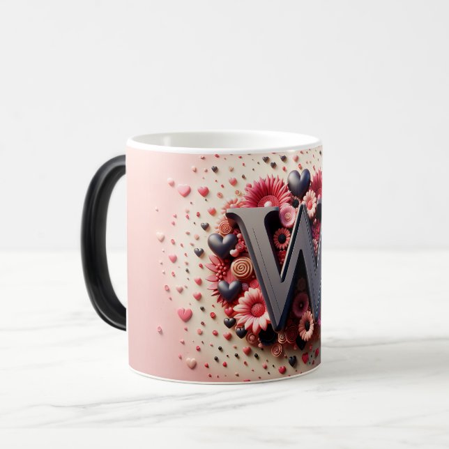 Mug Magic W Valentine Alphabet 3D Magisk Mugg (Framsida vänster)