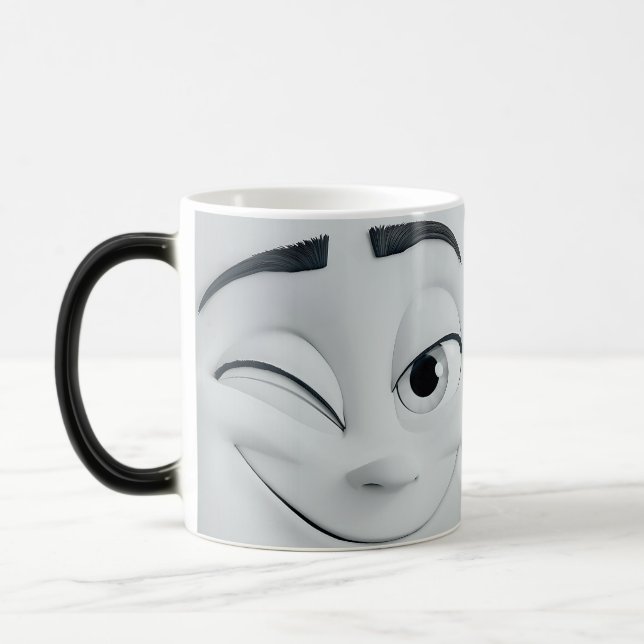 Mug Magic Winking Cartoon Face 3D Magisk Mugg (Vänster)