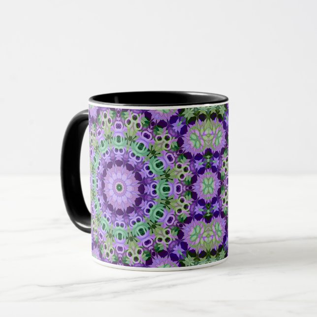 Mug Mandala runt mönster kalejdoskop retro hippie Mugg (Framsida vänster)
