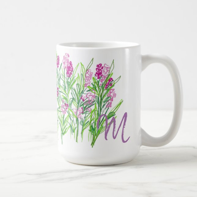 Mug med design av rosa blommor i trädgården kaffemugg (Höger)