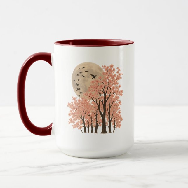 Mug med månljust tema och körsbärsblommande träd N Mugg (Vänster)