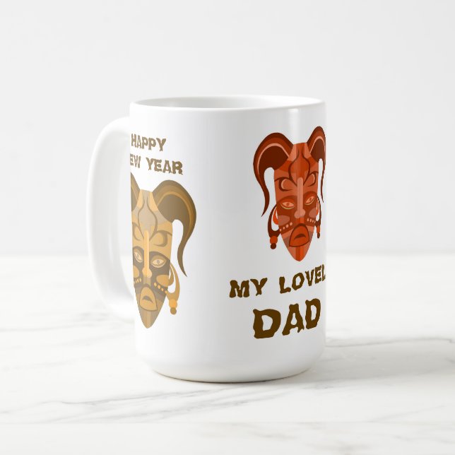 MUG MED TARDITIONELL MASKKONST KAFFEMUGG (Framsida vänster)