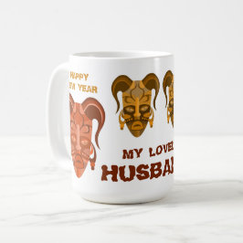 MUG MED TARDITIONELL MASKKONST KAFFEMUGG